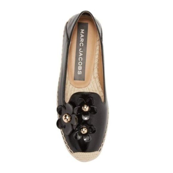 SOLD Marc Jacobs Black Leather Daisy Flat Espadril - Picture 4 of 8